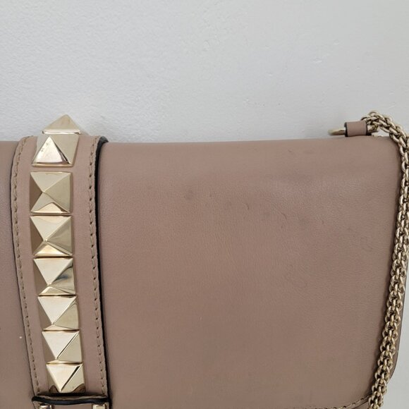 Valentino Vitello Large Glam Lock Rockstud Flap Bag Poudre - Picture 2 of 15